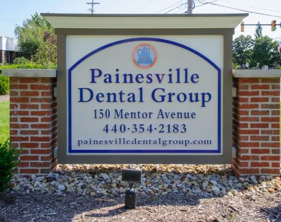 Painesville Dental Group sign outside of dental office