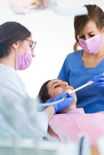 Relaxed dental patient receiving treatment