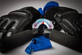 Mouthguard with gloves and other personal protective equipment
