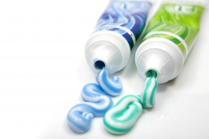 green and blue toothpaste