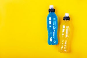 two bottles of flavored water