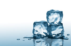 three ice cubes stacked